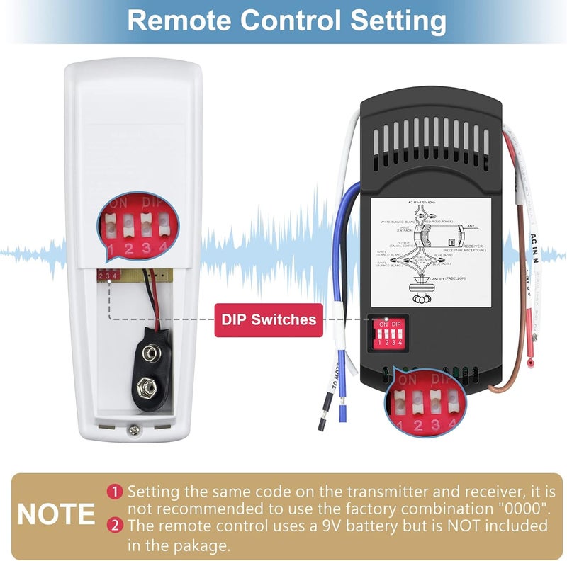Onisamt Universal Ceiling Fan Remote Control Kit Dimmable, Replacement for Hampton Bay,Hunter, Honeywell, Westinghouse FAN-28R Fan-HD CHQ7078T UC7078T L3H2010FANHD L3H2014FANHD RR7079T Fan-HD5 - Image 5